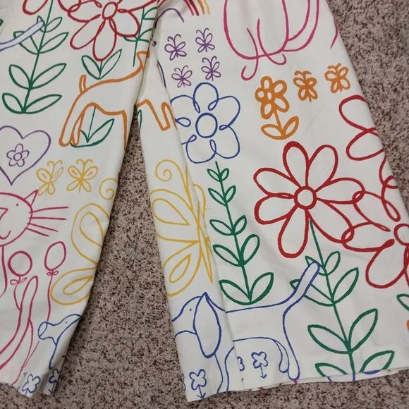 3523 Size Large Wide leg Jumpsuit In Yellow and Green Print. - Picture 2 of 4